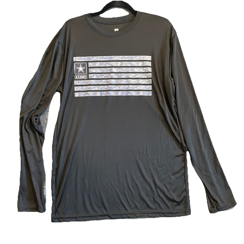 US Army Stripe Flag Star Logo Long Sleeve Shirt - Size Large